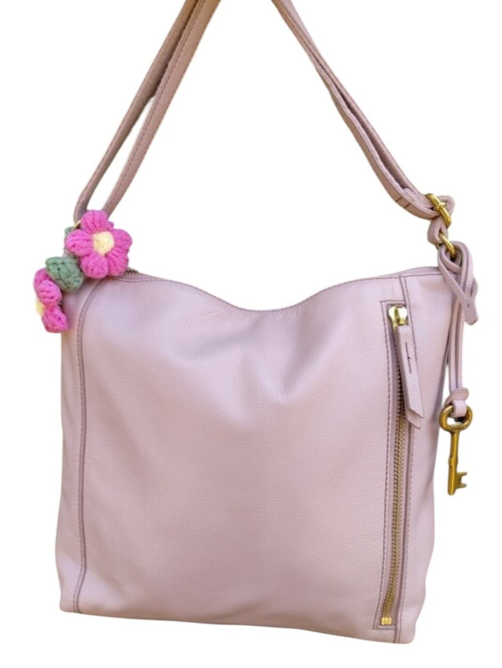 Fossil Tara Blush Pink Genuine Leather Shoulder Crossbody Bag